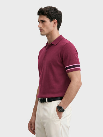 Men's Maroon Slim Fit Solid Casual T-Shirt
