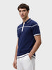 Men's Navy Blue Slim Fit Solid Flat Knit Polo T-Shirt