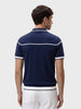 Men's Navy Blue Slim Fit Solid Flat Knit Polo T-Shirt