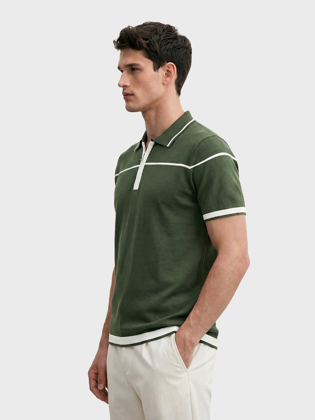 Men's Green Slim Fit Solid Casual T-Shirt