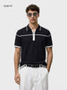 Men's Black Slim Fit Solid Flat Knit Polo T-Shirt