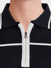 Men's Black Slim Fit Solid Flat Knit Polo T-Shirt
