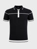 Men's Black Slim Fit Solid Flat Knit Polo T-Shirt