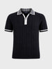 Men's Black Slim Fit Solid Flat Knit Polos T-Shirts