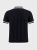 Men's Black Slim Fit Solid Flat Knit Polos T-Shirts