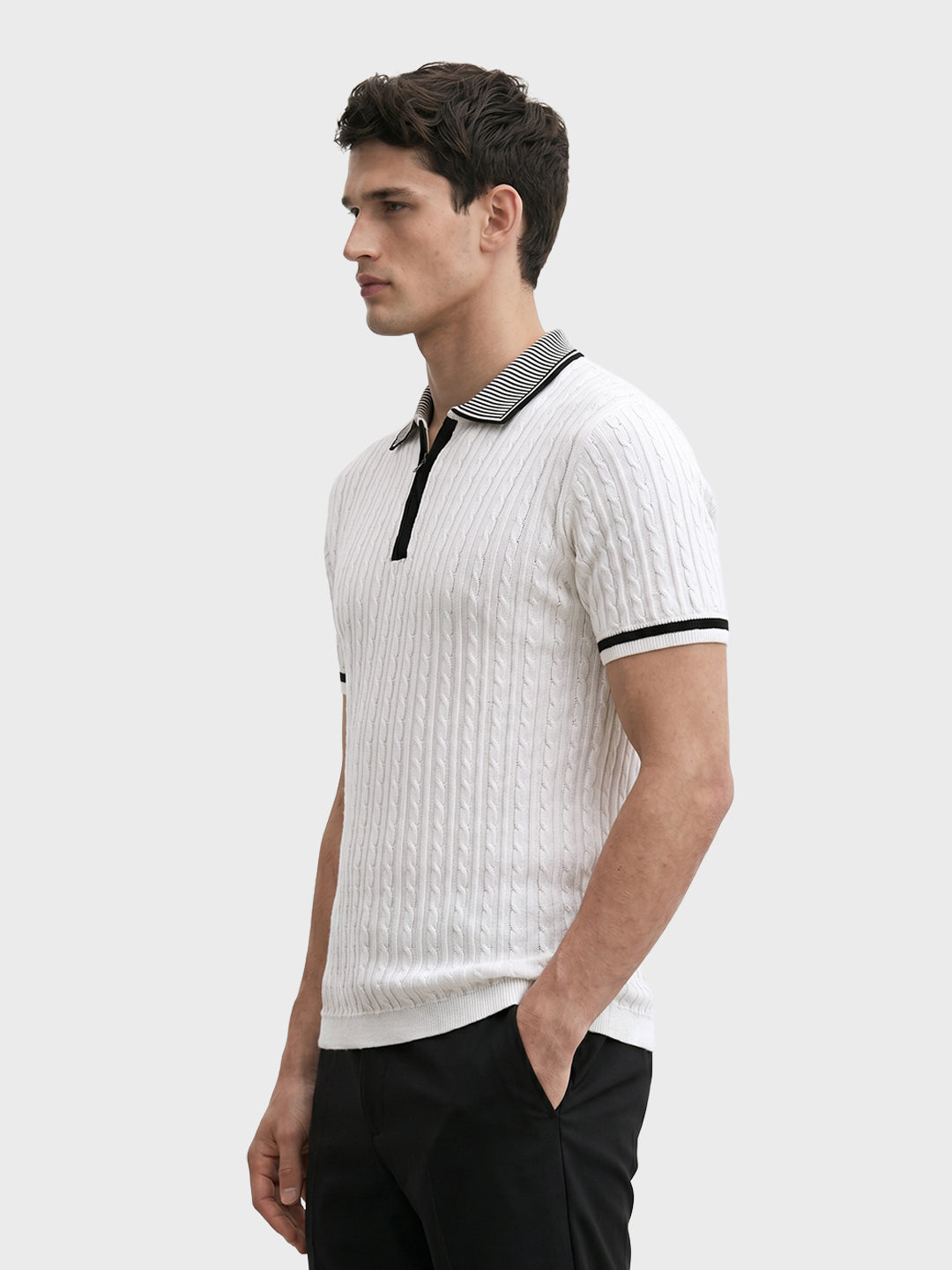 Men's Cream Slim Fit Solid Casual T-Shirt