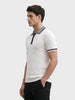 Men's Cream Slim Fit Solid Casual Polo T-Shirt