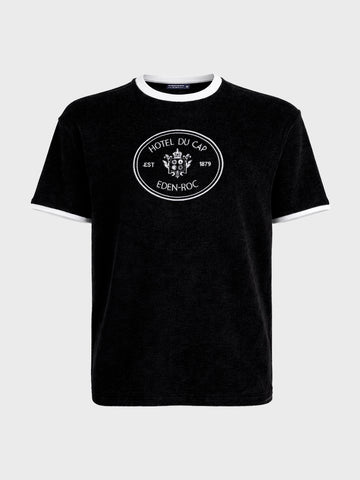 Men's Black Regular Fit Embroidered Casual T-Shirt