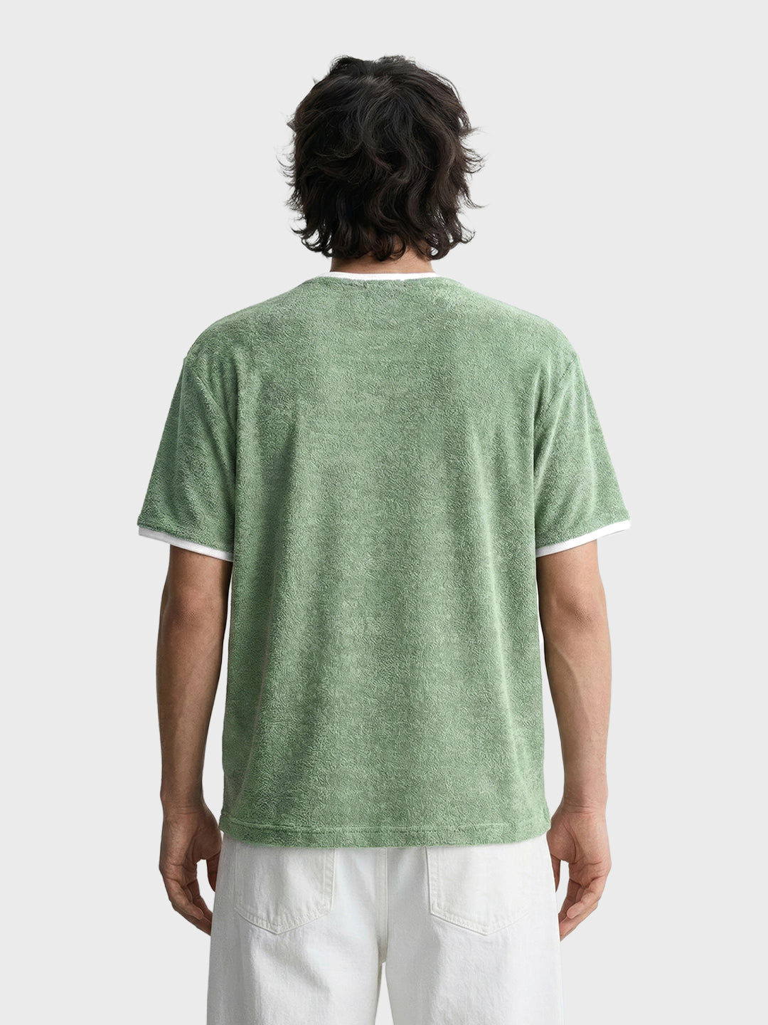 Men's Green Regular Fit Embroidered Casual T-Shirt