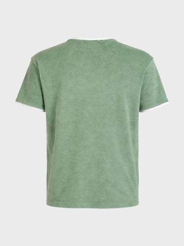Men's Green Regular Fit Embroidered Casual T-Shirt