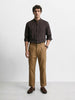 Men's Brown Regular Fit Solid Casual Trousers