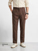 Men's Brown Regular Fit Solid Casual Trousers