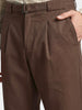 Men's Brown Regular Fit Solid Casual Trousers