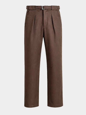 Men's Brown Regular Fit Solid Casual Trousers