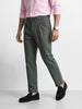 Men's Green Regular Fit Solid Casual Trousers