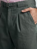 Men's Green Regular Fit Solid Casual Trousers
