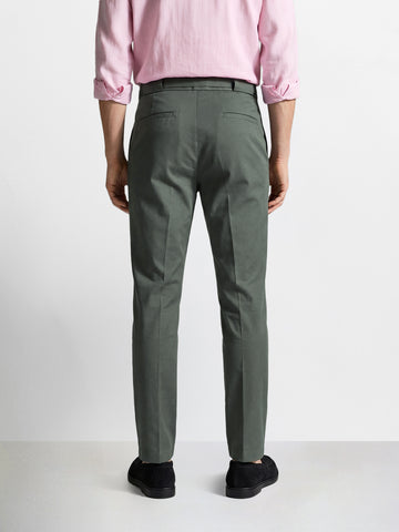 Men's Green Regular Fit Solid Casual Trousers