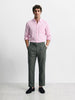 Men's Green Regular Fit Solid Casual Trousers