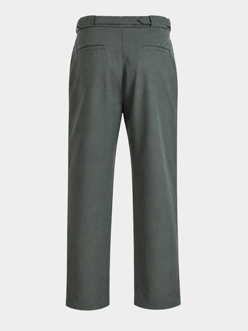 Men's Green Regular Fit Solid Casual Trousers