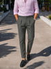 Men's Green Regular Fit Solid Casual Trousers
