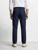 Men's Navy Blue Regular Fit Solid Casual Trousers
