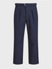 Men's Navy Blue Regular Fit Solid Casual Trousers