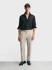 Men's Beige Regular Fit Solid Casual Trousers