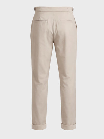 Men's Beige Regular Fit Solid Casual Trousers