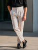 Men's Beige Regular Fit Solid Casual Trousers