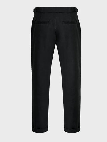 Men's Black Regular Fit Solid Casual Trousers