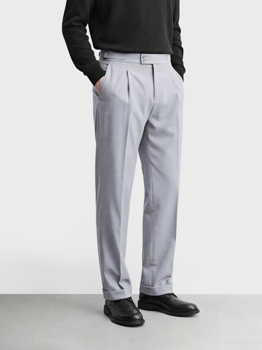 Men's Grey Regular Fit Solid Casual Trousers