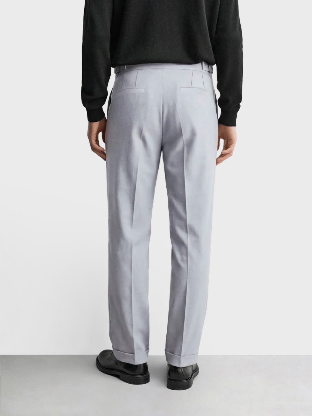 Men's Grey Regular Fit Solid Casual Trousers