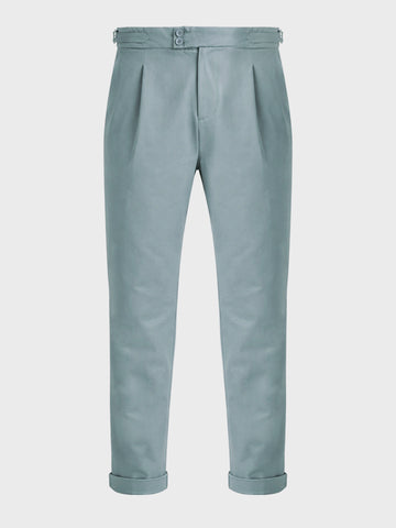 Men's Green Regular Fit Solid Casual Trousers