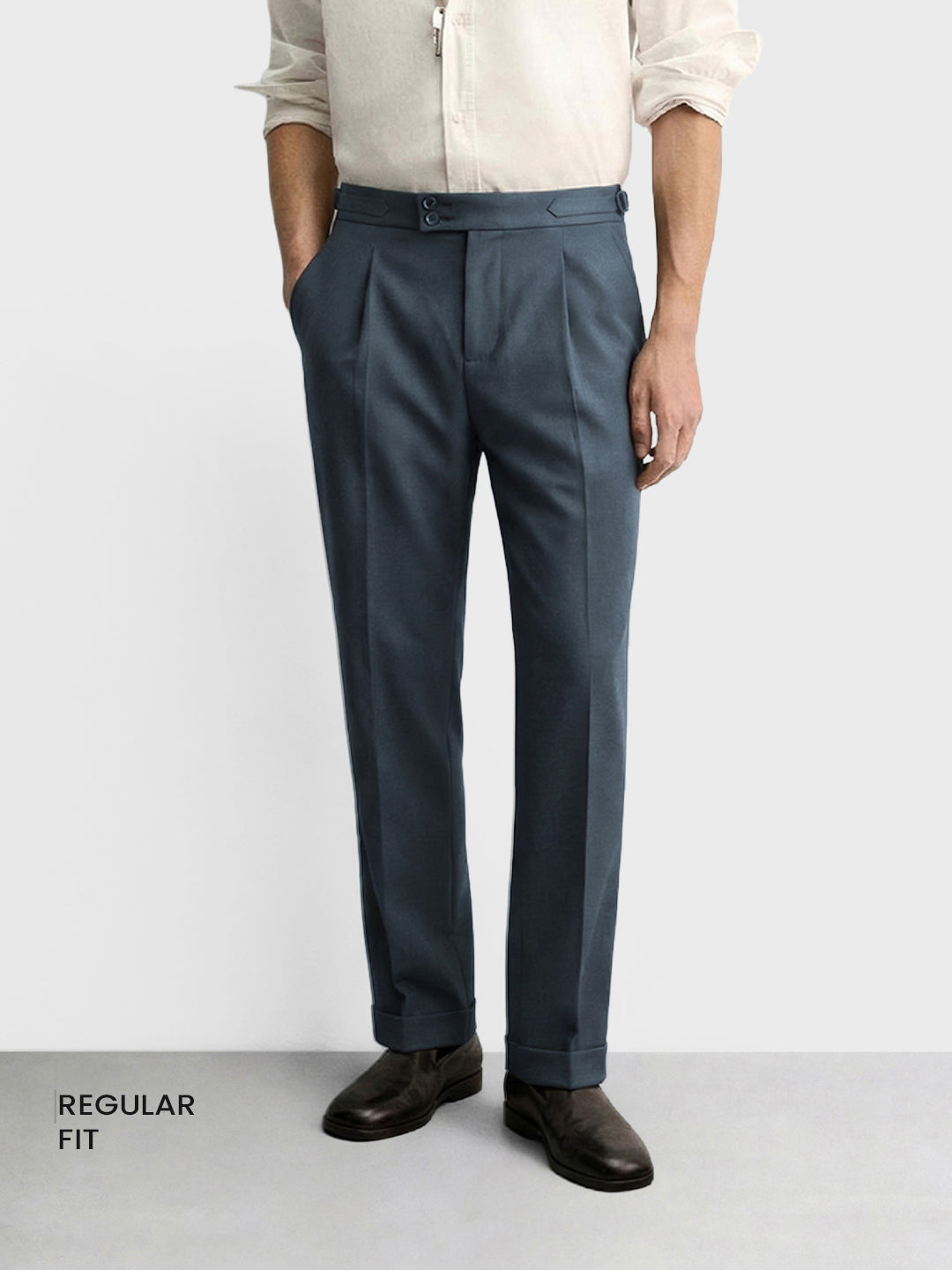 Men's Grey Regular Fit Solid Casual Trousers