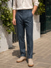 Men's Grey Regular Fit Solid Casual Trousers