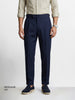 Men's Blue Regular Fit Solid Casual Trousers