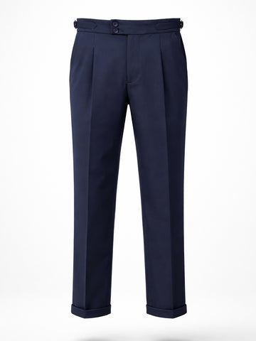 Men's Blue Regular Fit Solid Casual Trousers