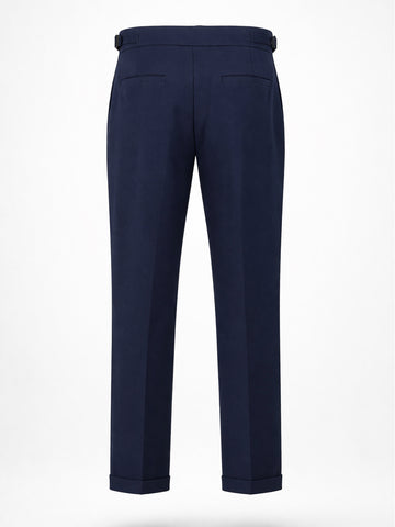 Men's Blue Regular Fit Solid Casual Trousers