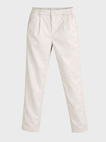 Men's Beige Relaxed Fit Solid Casual Trousers