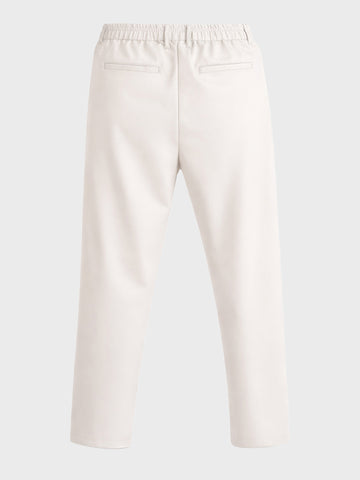 Men's Beige Relaxed Fit Solid Casual Trousers