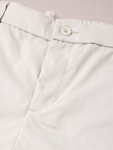 Men's Beige Relaxed Fit Solid Casual Trousers