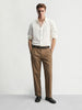Men's Brown Relaxed Fit Solid Casual Trousers