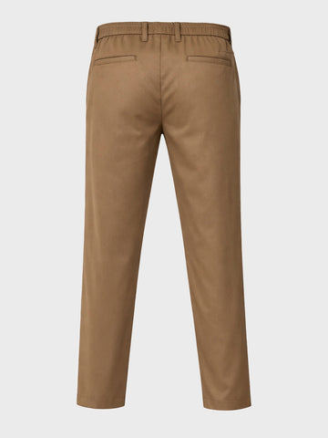 Men's Brown Relaxed Fit Solid Casual Trousers
