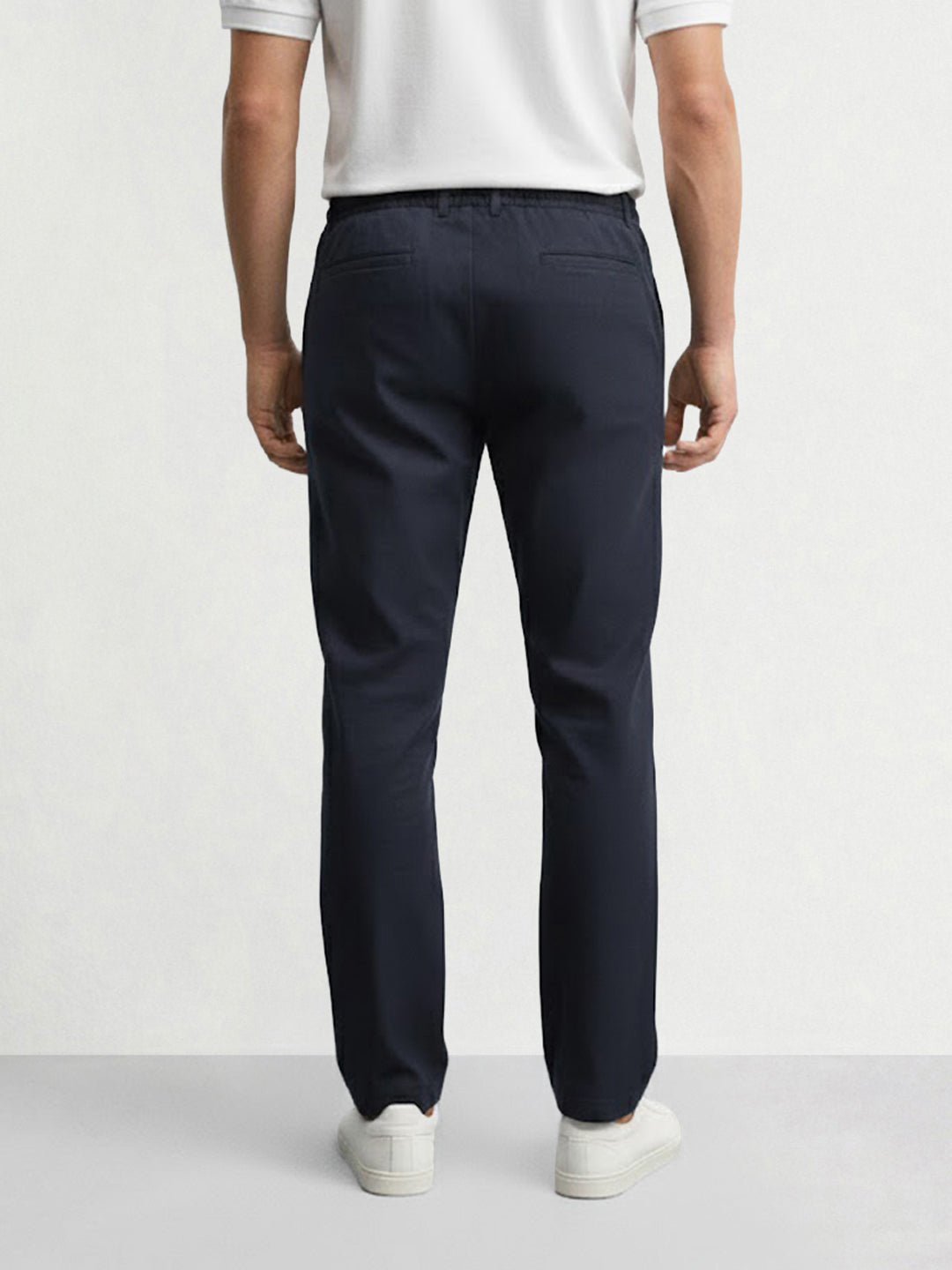 Men's Blue Relaxed Fit Solid Casual Trousers