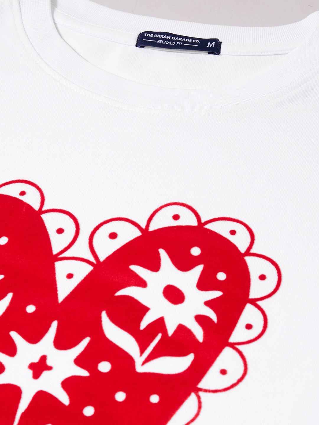Men's White Relaxed Fit Graphic Printed Casual T-Shirt