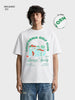 Men's White Relaxed Fit Embroidered Casual T-Shirt