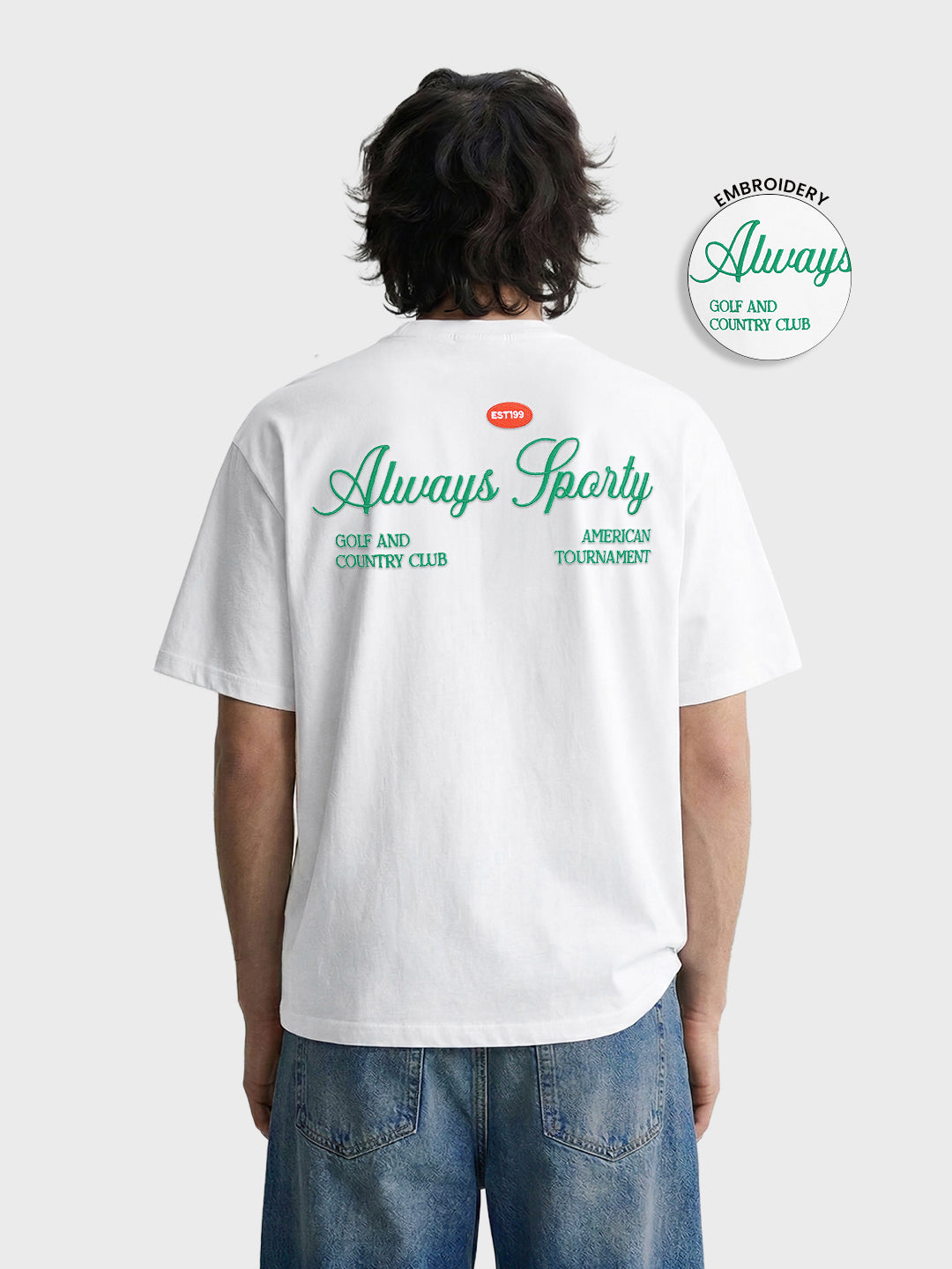 Men's White Relaxed Fit Embroidered Casual T-Shirt