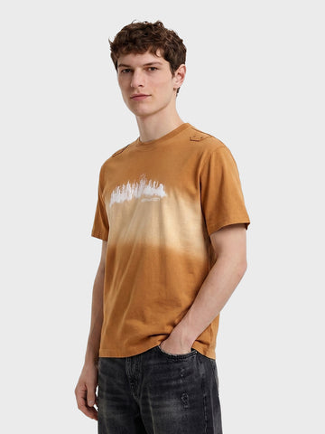 Men's Brown Oversized Fit Graphic Printed Casual T-Shirt
