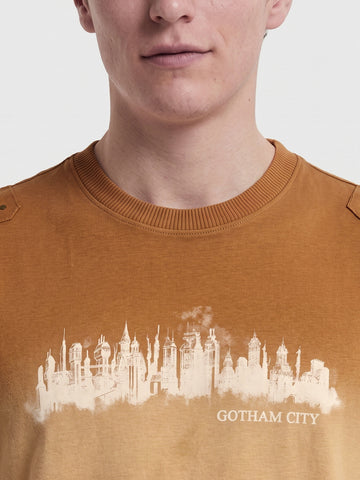 Men's Brown Oversized Fit Graphic Printed Casual T-Shirt