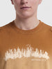 Men's Brown Oversized Fit Graphic Printed Casual T-Shirt